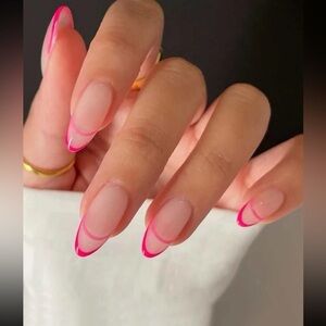 Pink Outline French Oval ⭐️ 24 Piece Press On Nail Set
